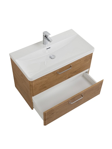 BelBagno Тумба с раковиной Due 80 подвесная Rovere Nature ручки Хром полированный – картинка-9